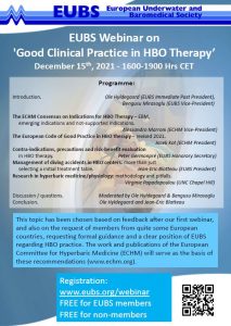 EUBS Webinar 'Good Clinical Practice in HBO Therapy' @ Online Webinar
